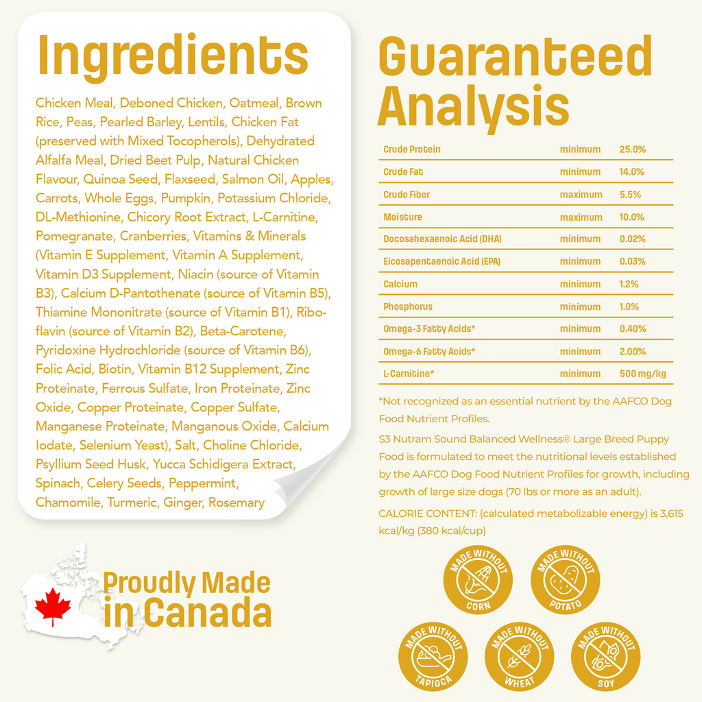S3 Nutram Sound Balanced Wellness Large Breed Puppy